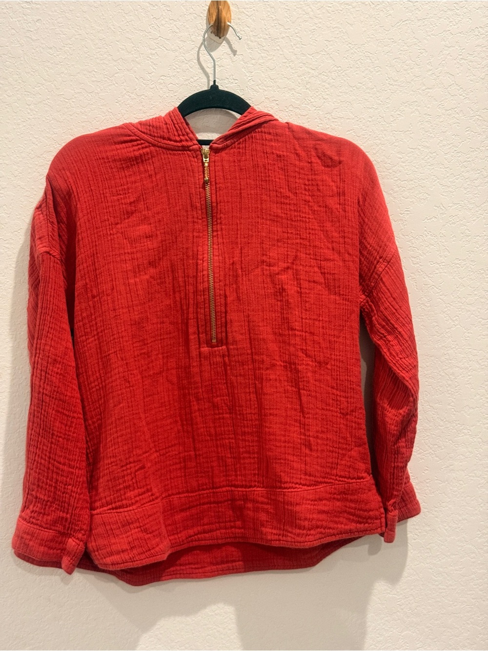 Soft Surroundings Red Half-Zip Hooded‎ Sweatshirt